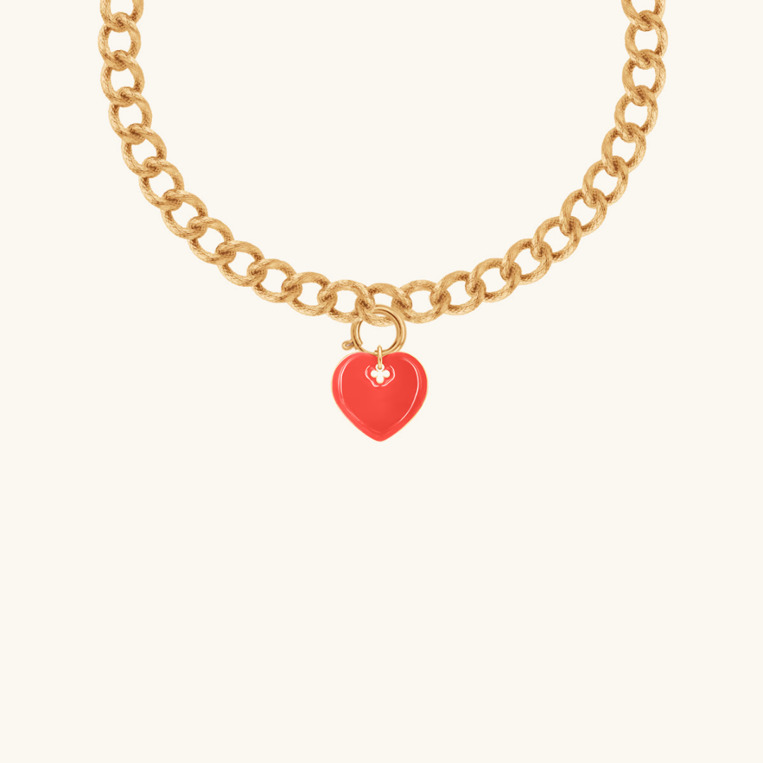 Chain No.4 Red Enamel Heart - Lilou Paris US