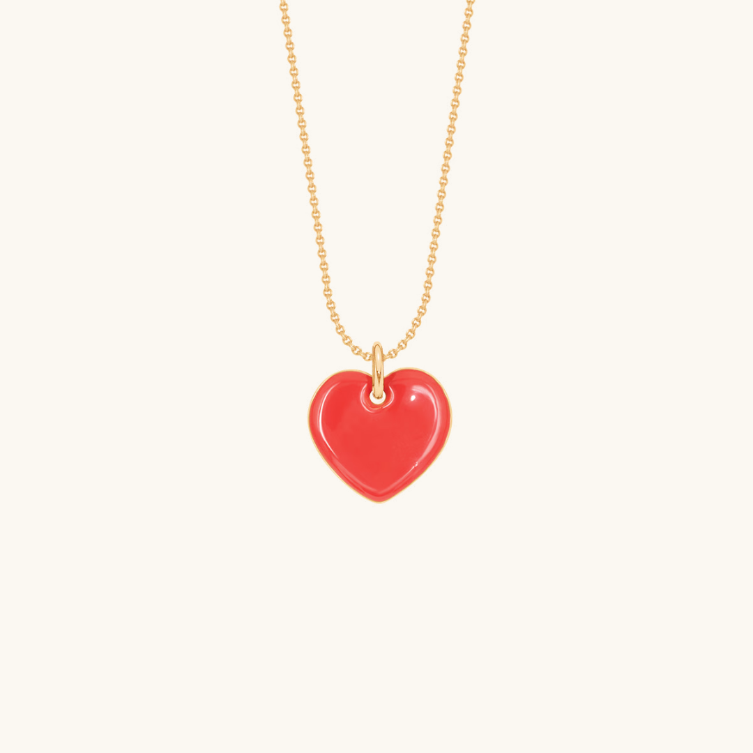 Red Heart Enamel Necklace - Lilou Paris US