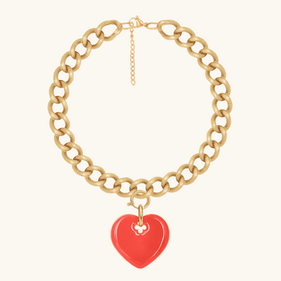 Chain No.4 Bracelet with Red Enamel Heart Bracelet - Lilou Paris US