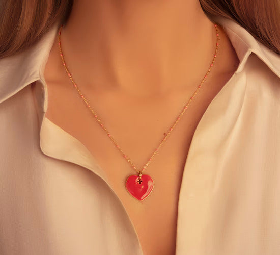 Enamel Heart Necklace - Lilou Paris US