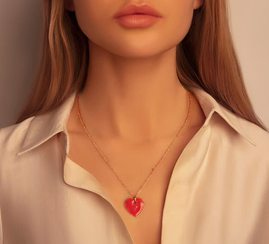 Enamel Heart Necklace - Lilou Paris US