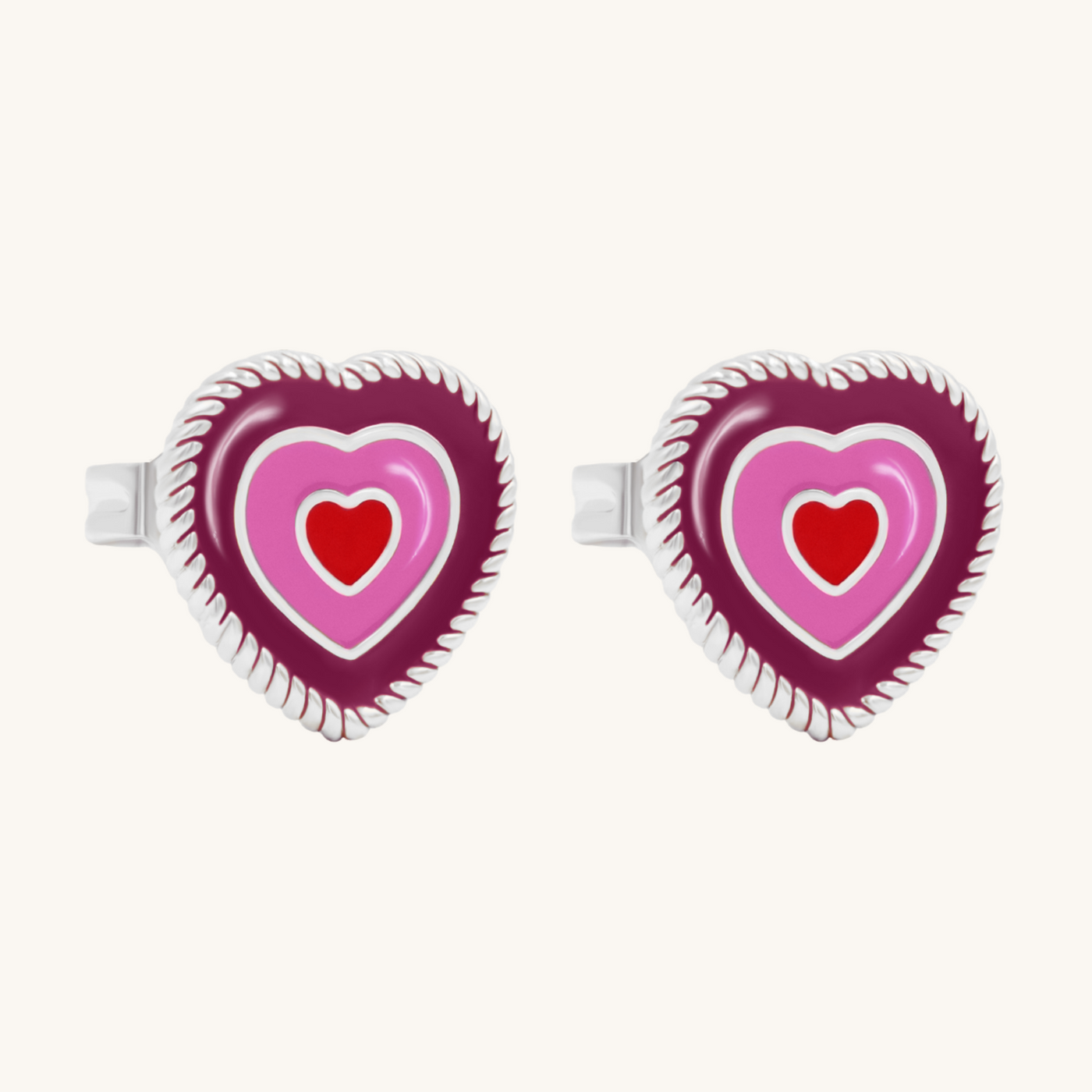 Heart Studs with Violet and Pink Enamel - Lilou Paris US