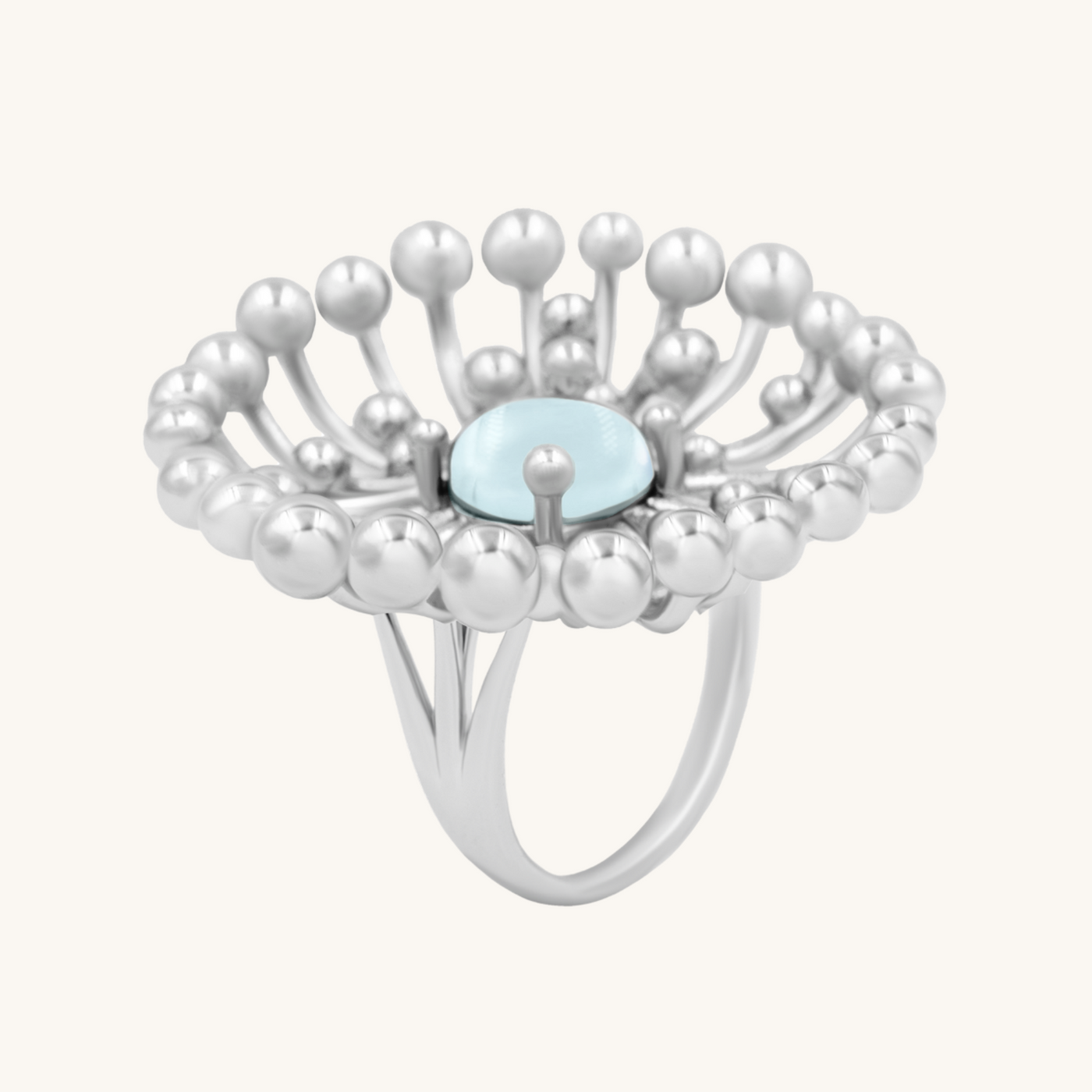 Dandelion Ring with Blue Crystal - Lilou Paris US