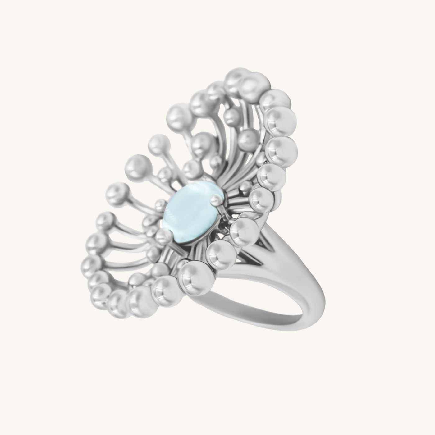 Dandelion Ring with Blue Crystal - Lilou Paris US